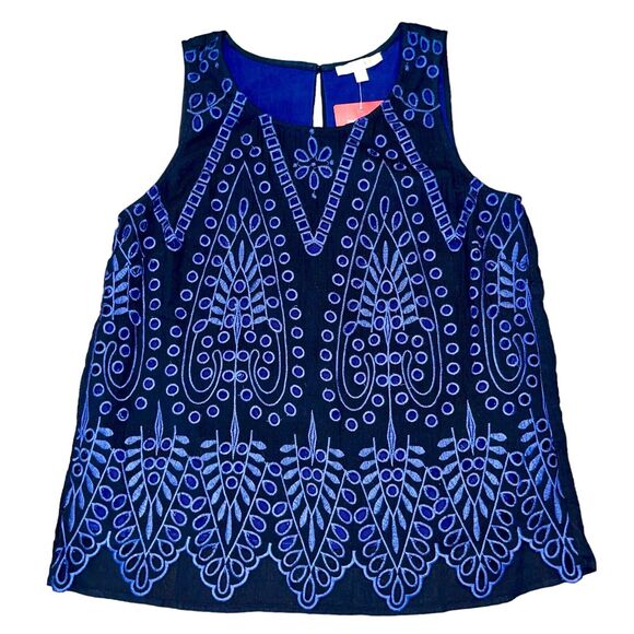 Skies Are Blue Tops - Sleeveless Embroidered Boho Blouse